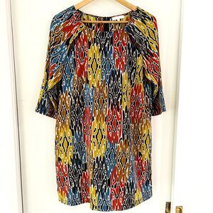 Nordstrom GLAM Womens Size L Round Neck Retro Shift Mini Dress 3/4 Sleeve Mod